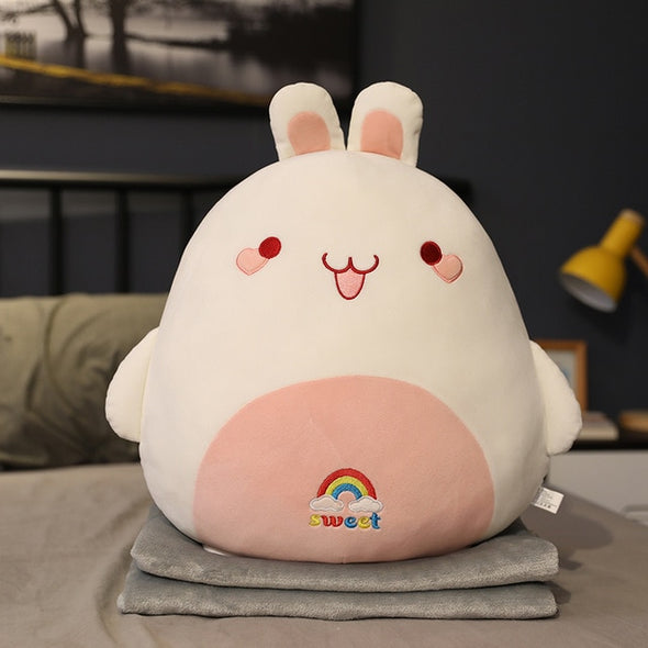 Kawaii 6 Round Friends With Blanket Plushies