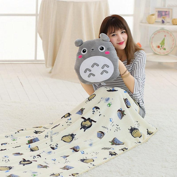 Kawaii Totoro Hand Warmer With Blanket Plush