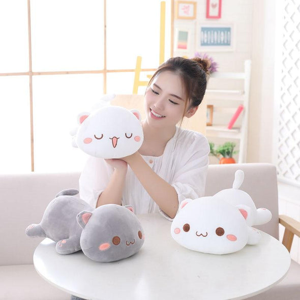 Kawaii White & Gray Kitties Plush